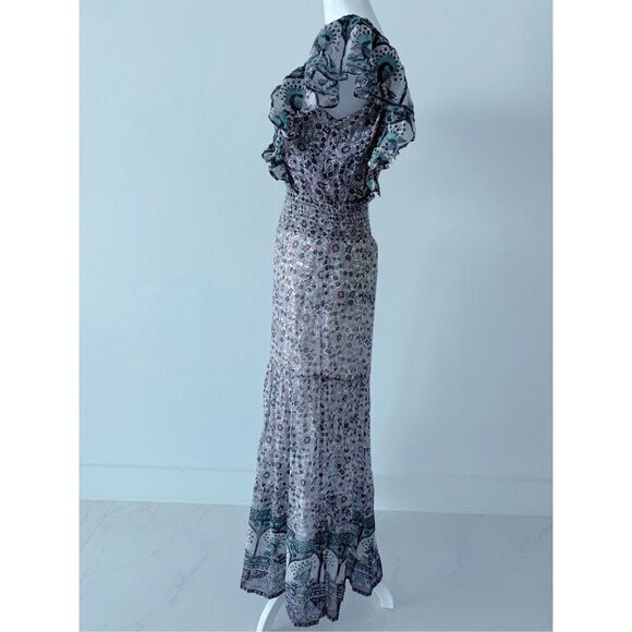 Free People Collab Silva Sequin Jen’s Pirate
Floral Maxi Dress Ruffle Sleeves - Picture 12 of 14